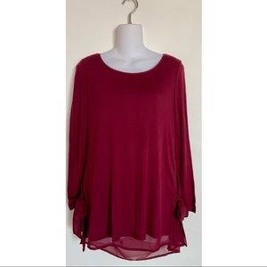 LC Lauren Conrad | Womens Maroon Tie-Side 3/4 Sleeve Top Size Medium NWOT